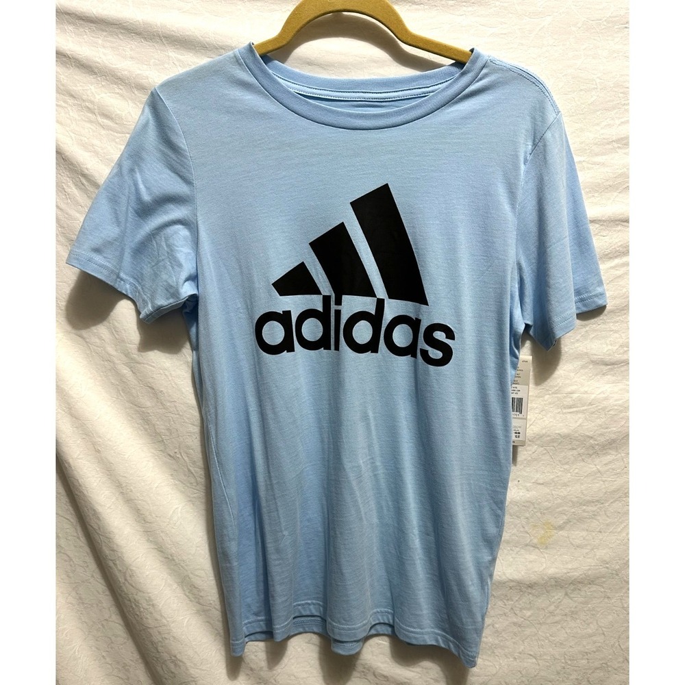 Boy's Adidas Size Large‎ Light Blue and Black Regular Fit Short Sleeve T-Shirt